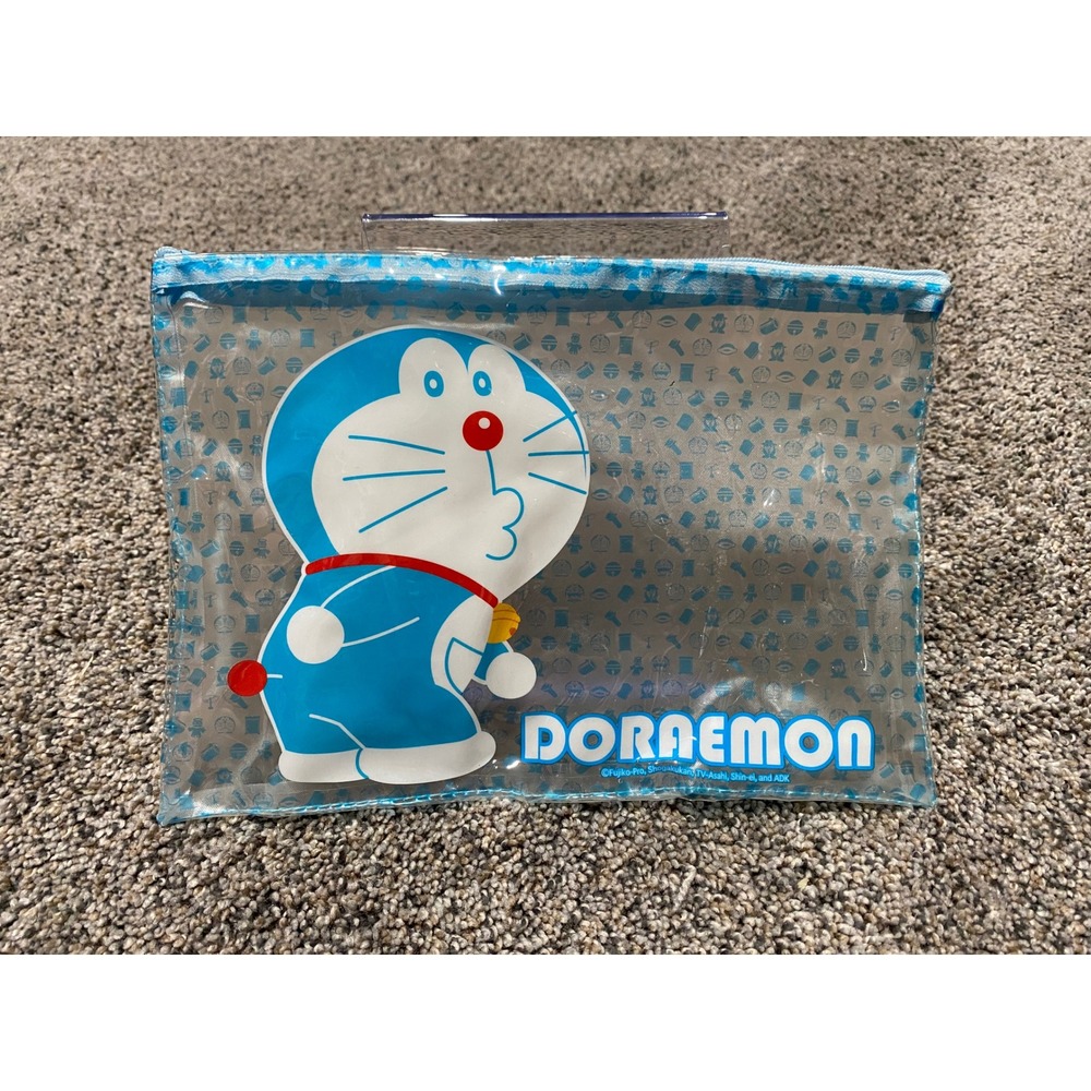 Doraemon Zipper Pouch Set Unisex OS Blue Green Excellent Anime Clear Travel‎ Bag